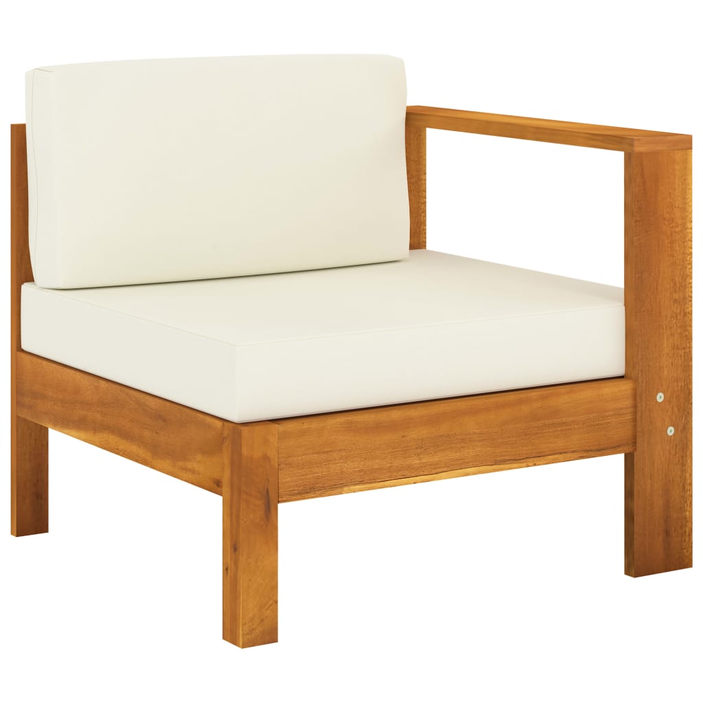 Muebles de jardín 7 pzas cojines blanco crema madera de acacia vidaXL