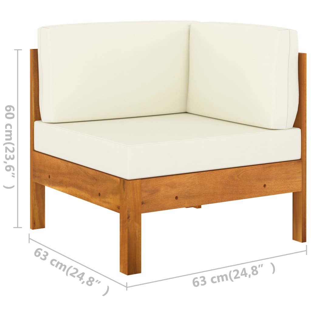 Muebles de jardín 7 pzas cojines blanco crema madera de acacia vidaXL