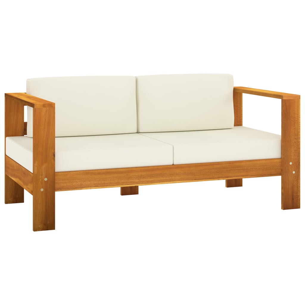 Muebles de jardín 8 pzas cojines blanco crema madera de acacia