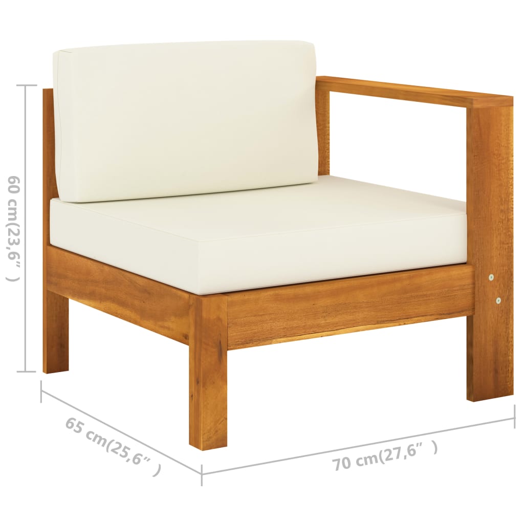 Muebles de jardín 9 pzas cojines blanco crema madera de acacia vidaXL