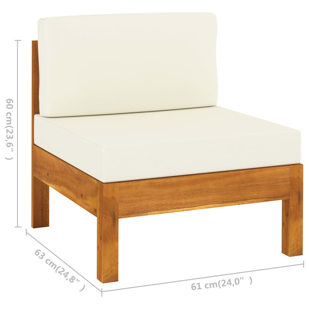 Muebles de jardín 9 pzas cojines blanco crema madera de acacia vidaXL