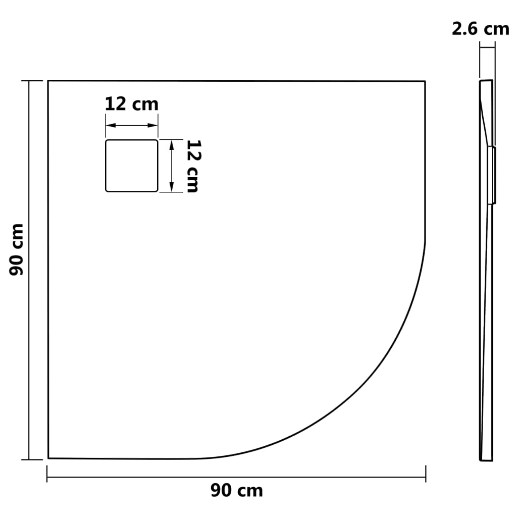 Plato de ducha SMC marrón 90x90 cm vidaXL