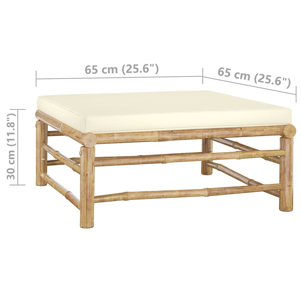 Set de muebles de jardín 4 piezas bambú y cojines blanco crema vidaXL