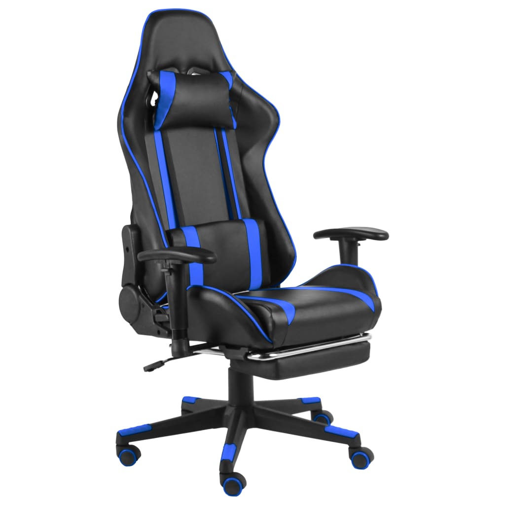 Vetonek Silla gaming giratoria con reposapiés PVC azul