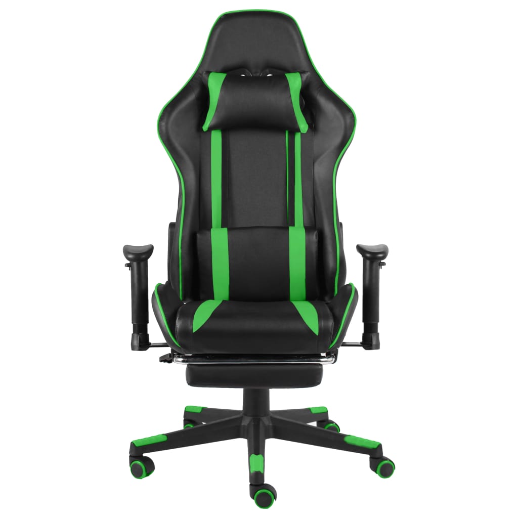 Silla gaming giratoria con reposapiés PVC verde vidaXL