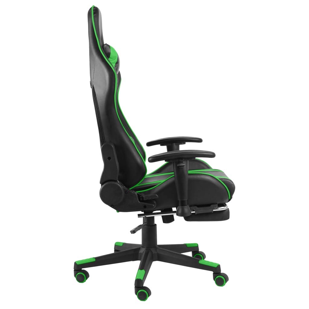 Silla gaming giratoria con reposapiés PVC verde vidaXL