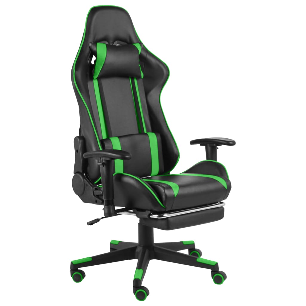 Vetonek Silla gaming giratoria con reposapiés PVC verde