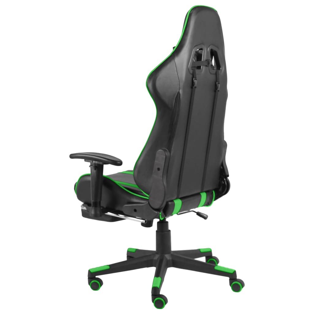 Silla gaming giratoria con reposapiés PVC verde - Vetonek