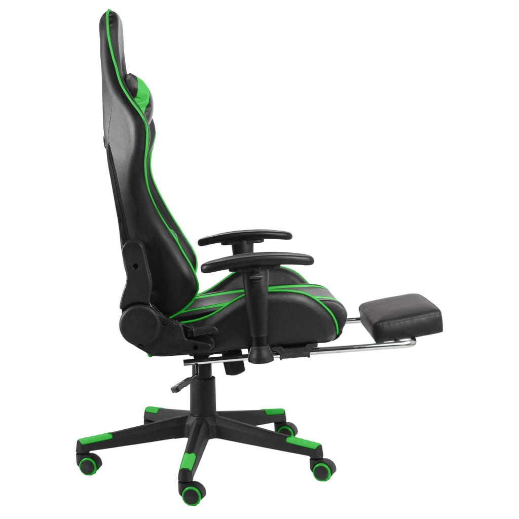 Silla gaming giratoria con reposapiés PVC verde vidaXL