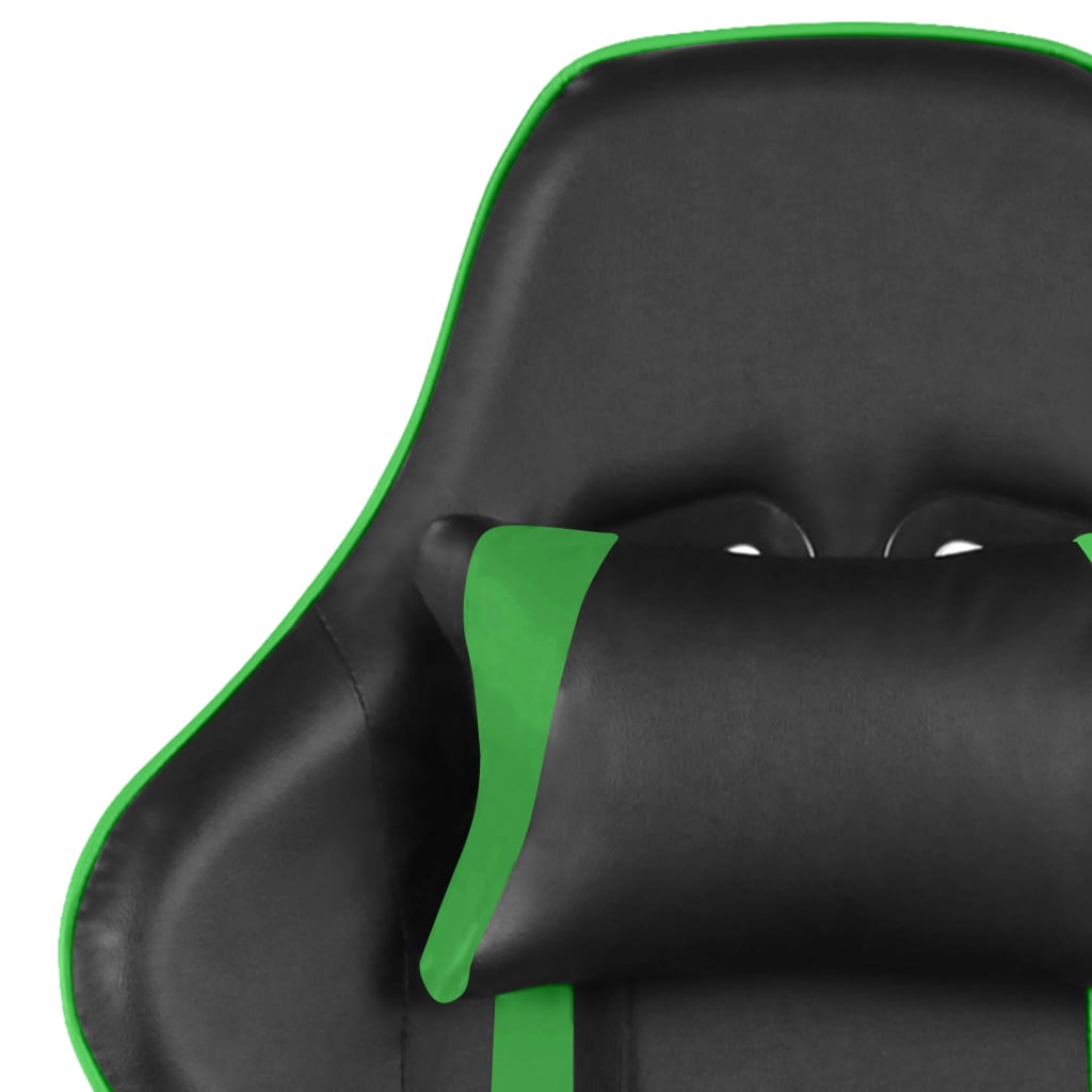 Silla gaming giratoria con reposapiés PVC verde vidaXL