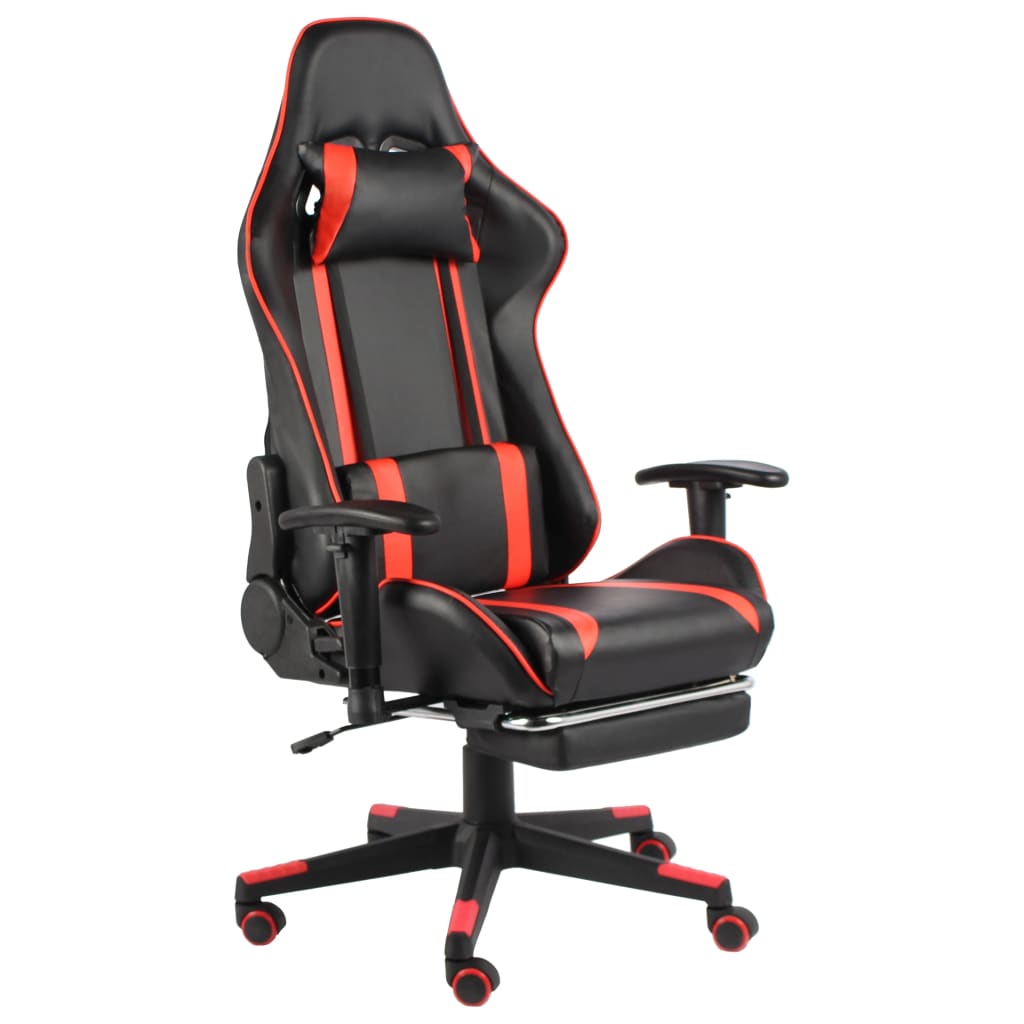 Vetonek Silla gaming giratoria con reposapiés PVC rojo