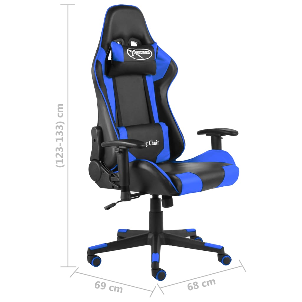 Silla gaming giratoria PVC azul vidaXL