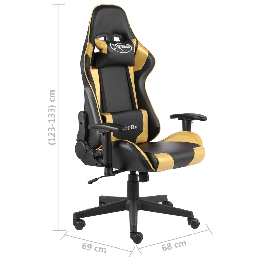 Silla gaming giratoria PVC dorado vidaXL