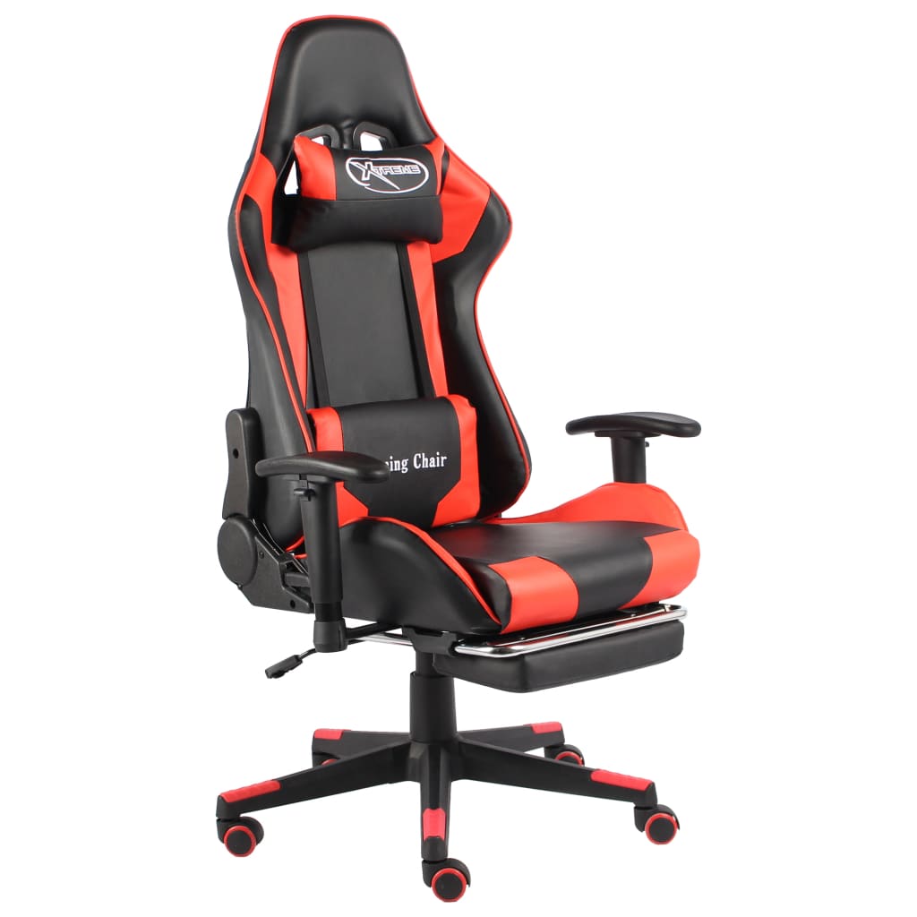 Vetonek Silla gaming giratoria con reposapiés PVC rojo