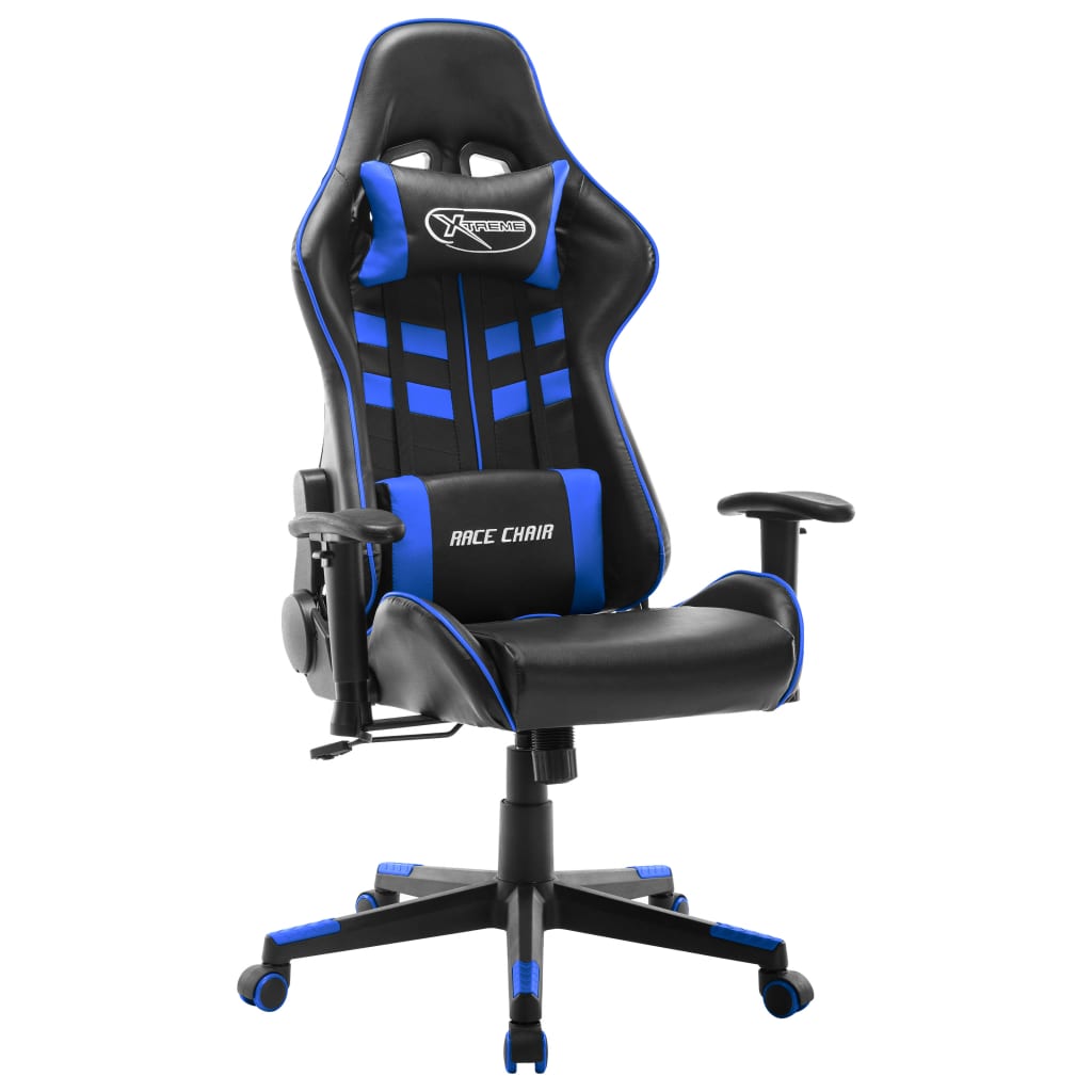 Vetonek Silla de gaming de cuero sintético negro y azul