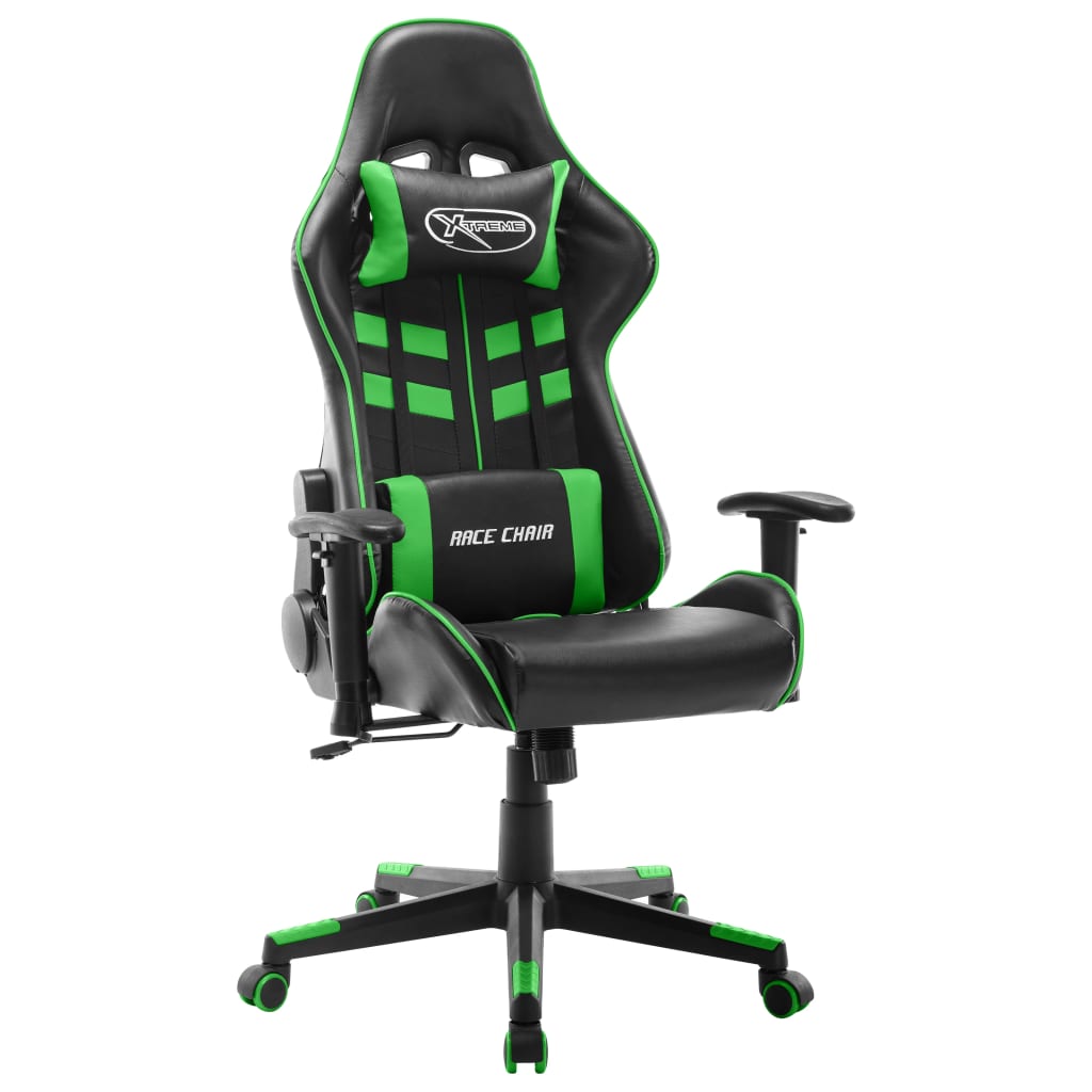 Vetonek Silla de gaming de cuero sintético negro y verde