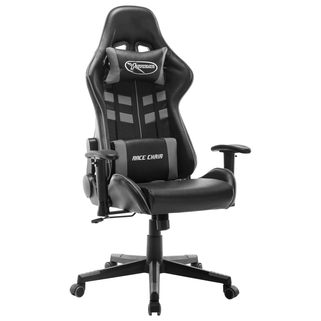 Vetonek Silla de gaming de cuero sintético negro y gris