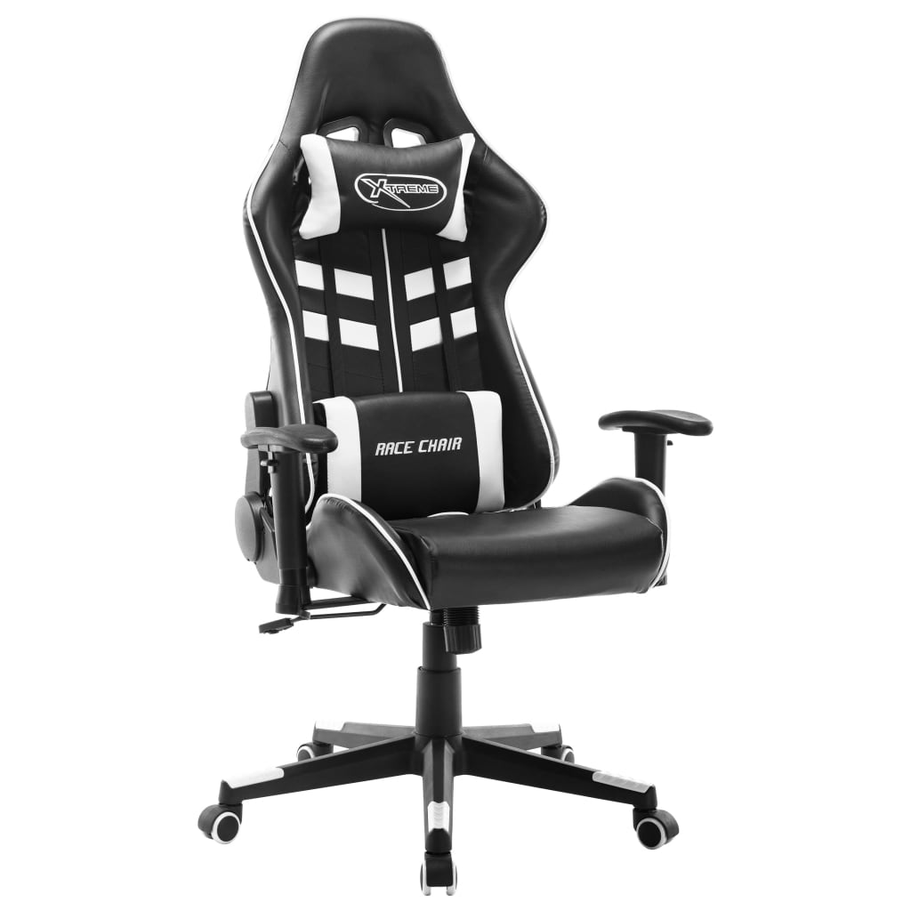 Vetonek Silla de gaming de cuero sintético negro y blanco