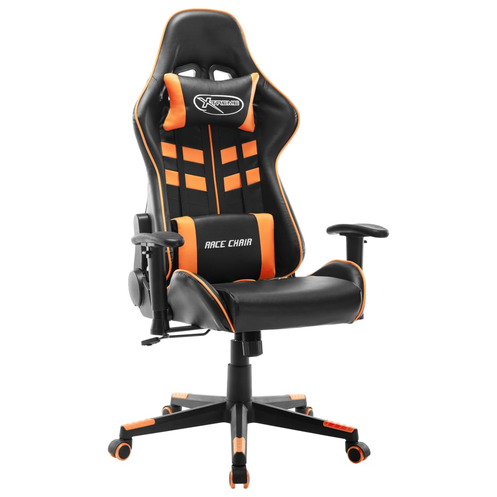 Vetonek Silla de gaming de cuero sintético negro y naranja