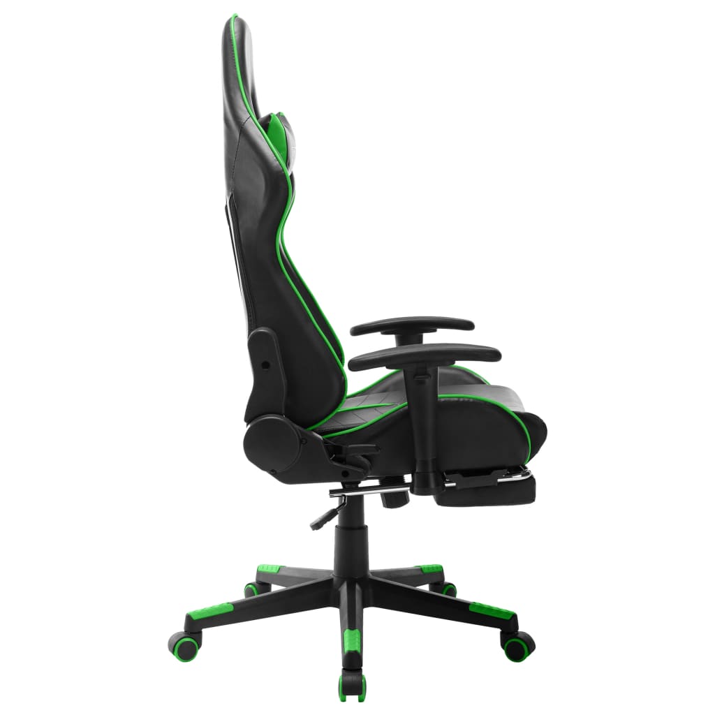 Gaming chair with black and green synthetic leather rest