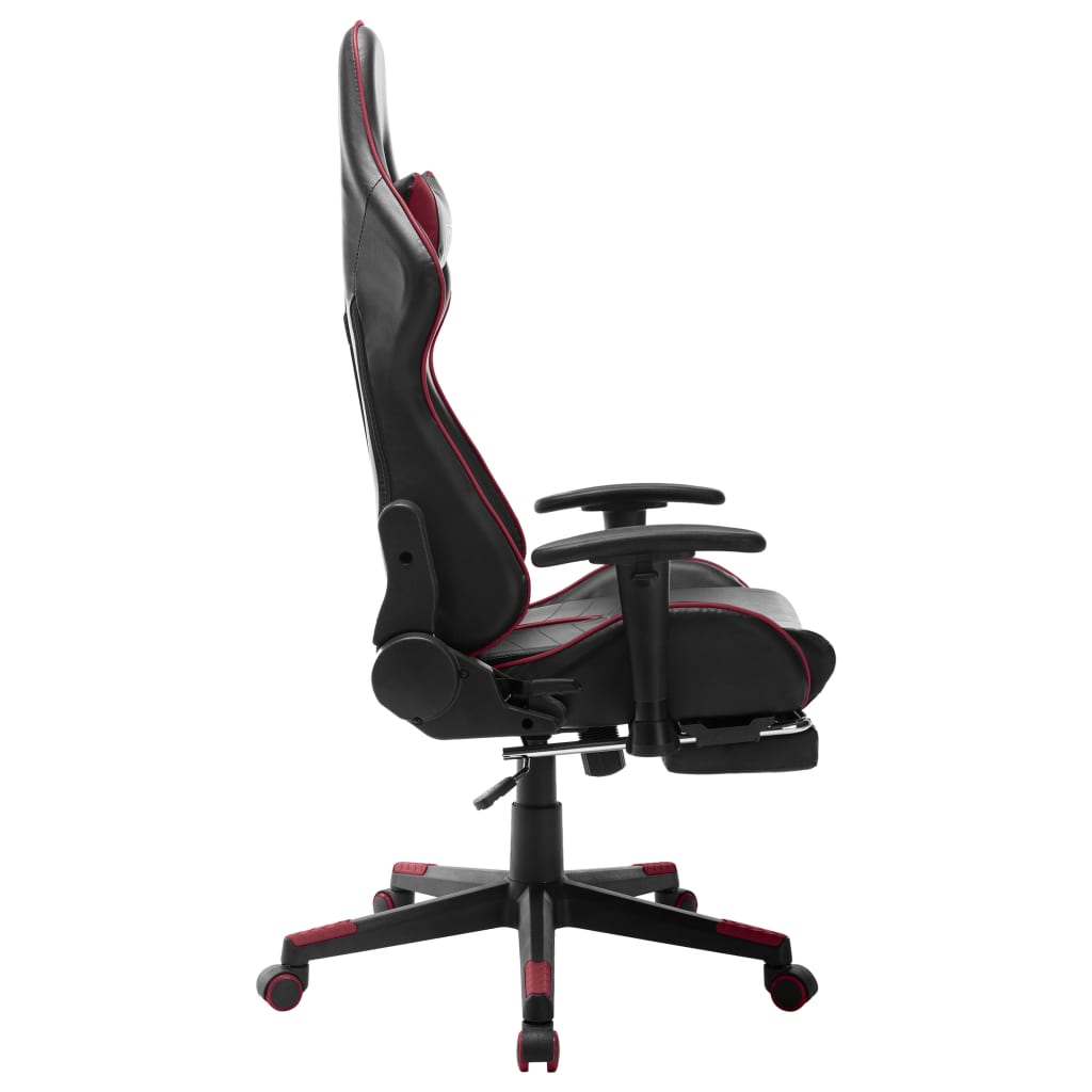 Silla de gaming reposapiés cuero sintético negro y rojo tinto vidaXL