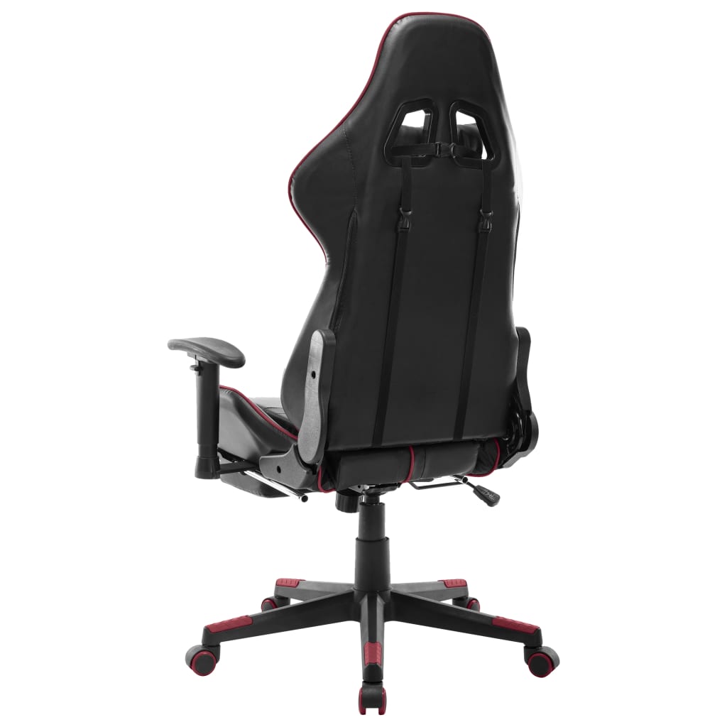 Silla de gaming reposapiés cuero sintético negro y rojo tinto vidaXL