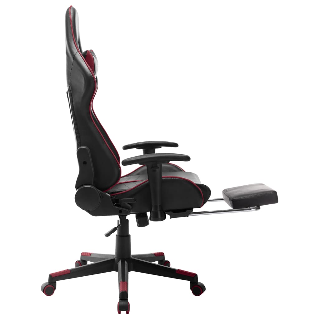 Silla de gaming reposapiés cuero sintético negro y rojo tinto vidaXL