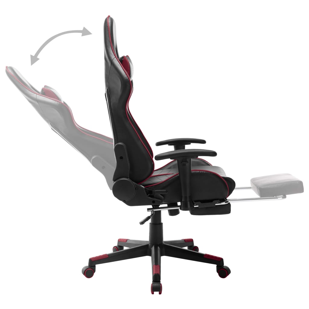 Silla de gaming reposapiés cuero sintético negro y rojo tinto vidaXL