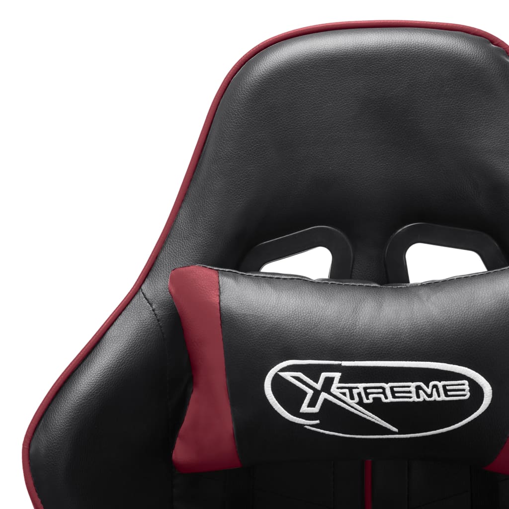 Silla de gaming reposapiés cuero sintético negro y rojo tinto vidaXL