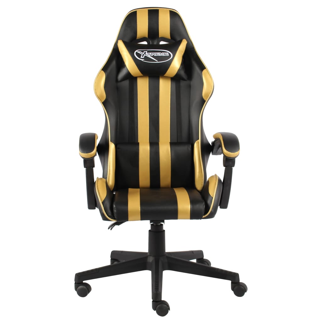 Silla gaming de cuero sintético negro y dorado vidaXL