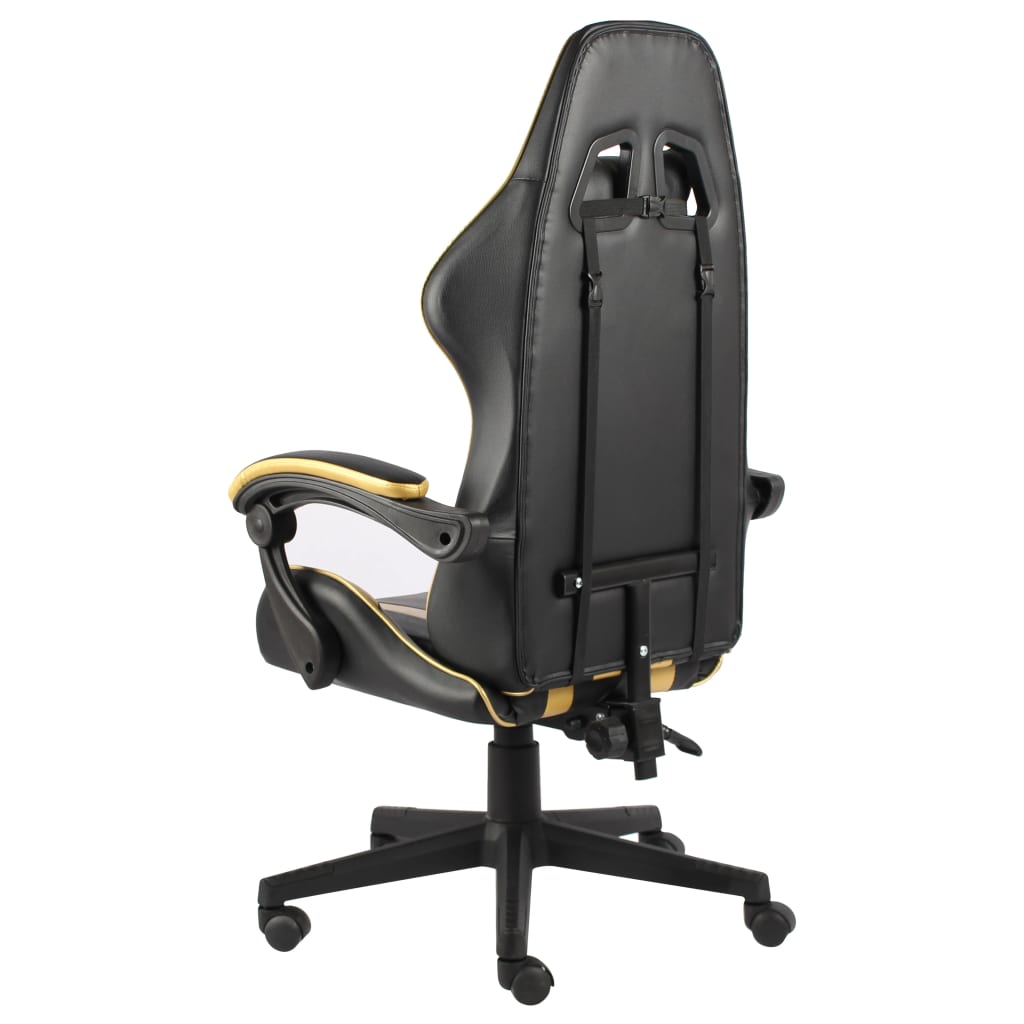 Silla gaming de cuero sintético negro y dorado - Vetonek