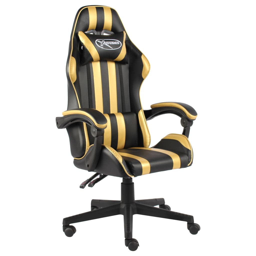 Vetonek Silla gaming de cuero sintético negro y dorado