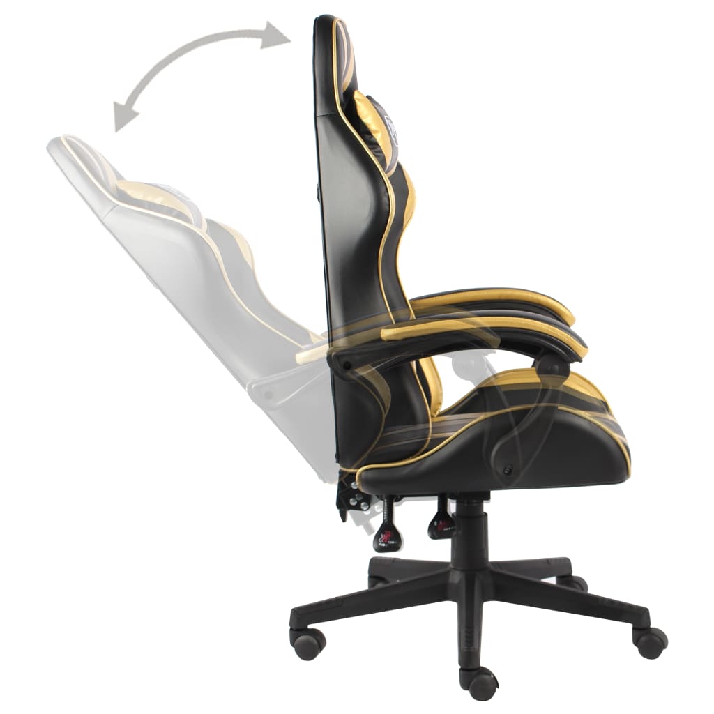 Silla gaming de cuero sintético negro y dorado - Vetonek