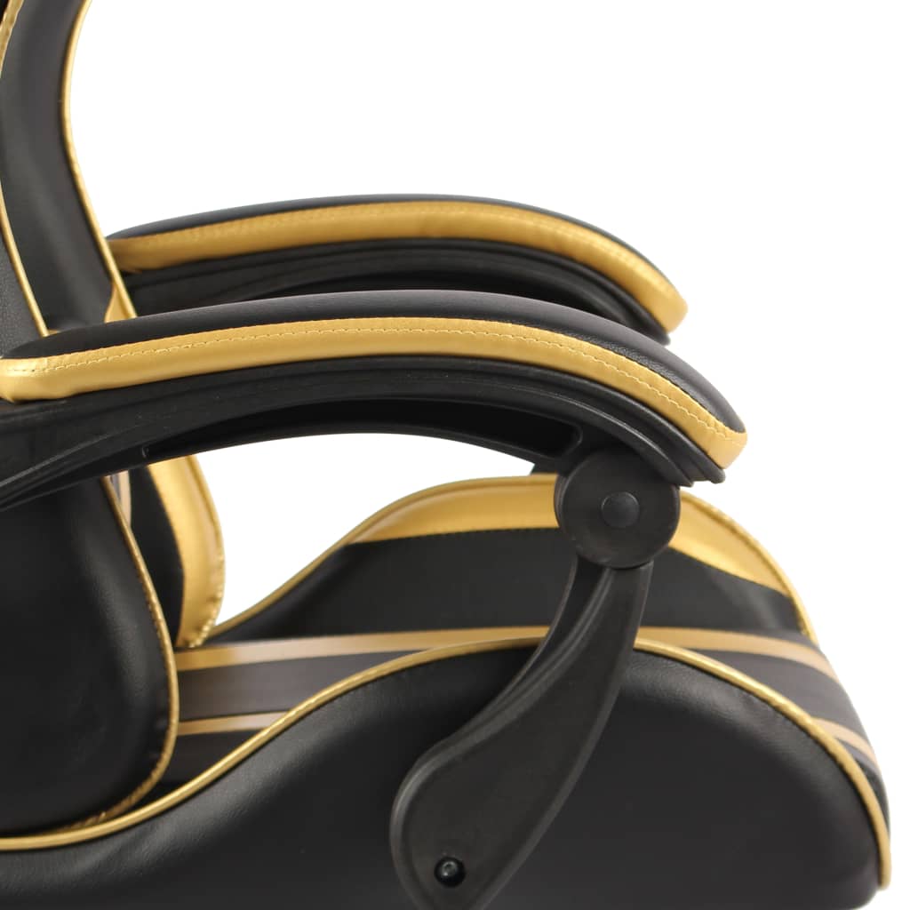 Silla gaming de cuero sintético negro y dorado - Vetonek