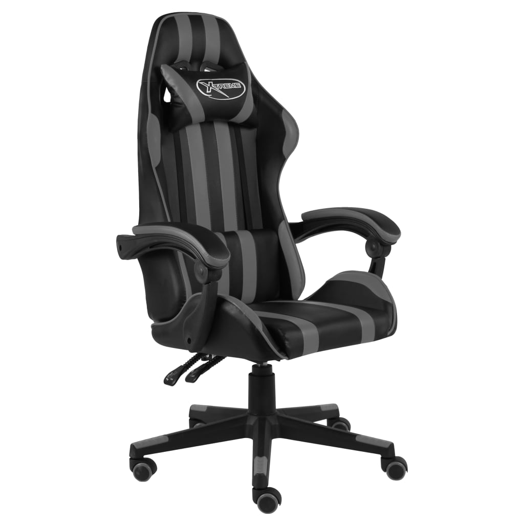 Silla gaming de cuero sintético negro y gris vidaXL