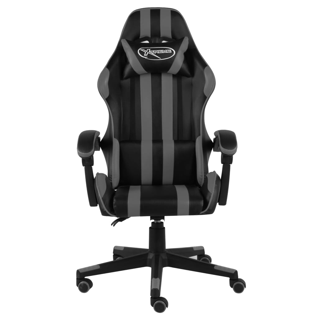 Silla gaming de cuero sintético negro y gris vidaXL