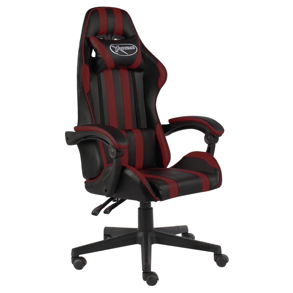 Vetonek Silla gaming de cuero sintético negro y rojo tinto