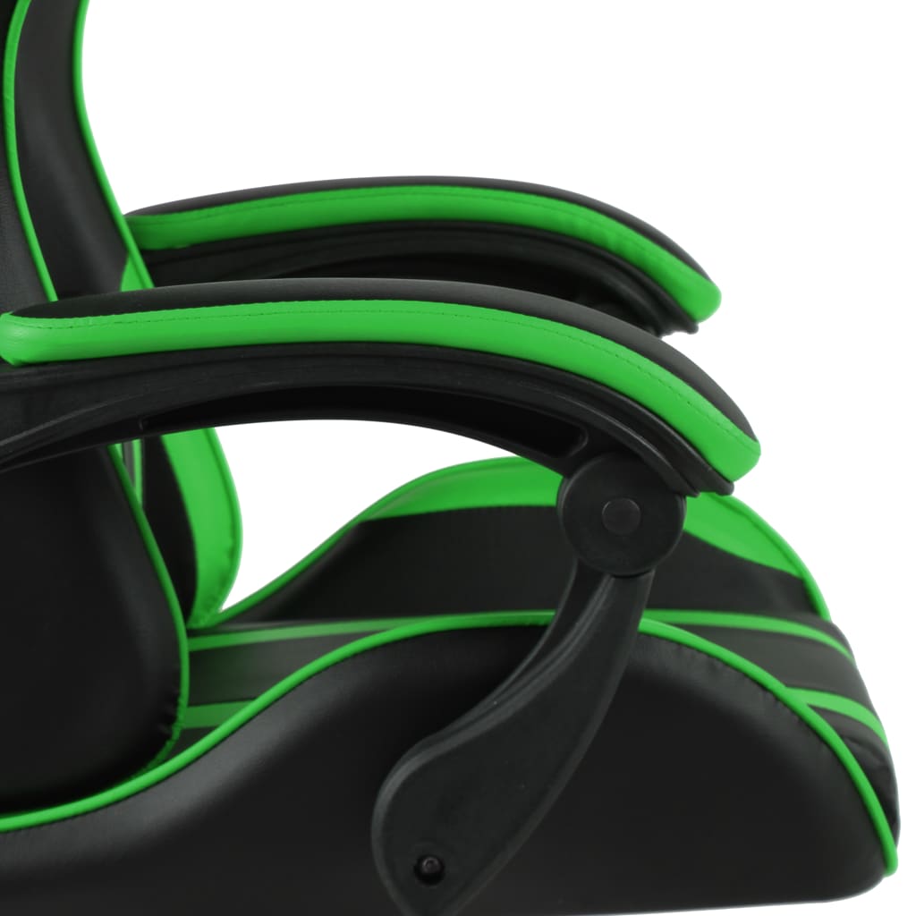 Silla gaming con reposapiés cuero sintético negro y verde vidaXL