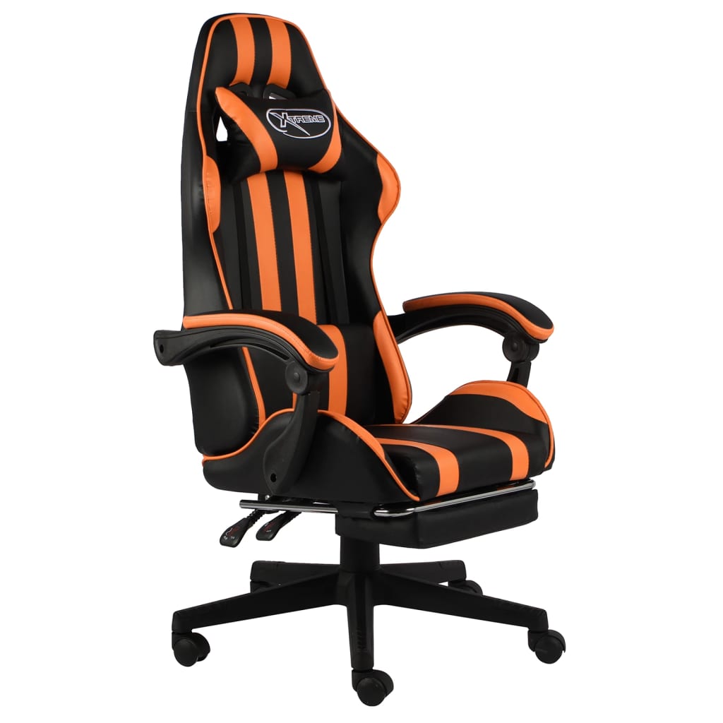 Vetonek Silla gaming con reposapiés cuero sintético negro y naranja