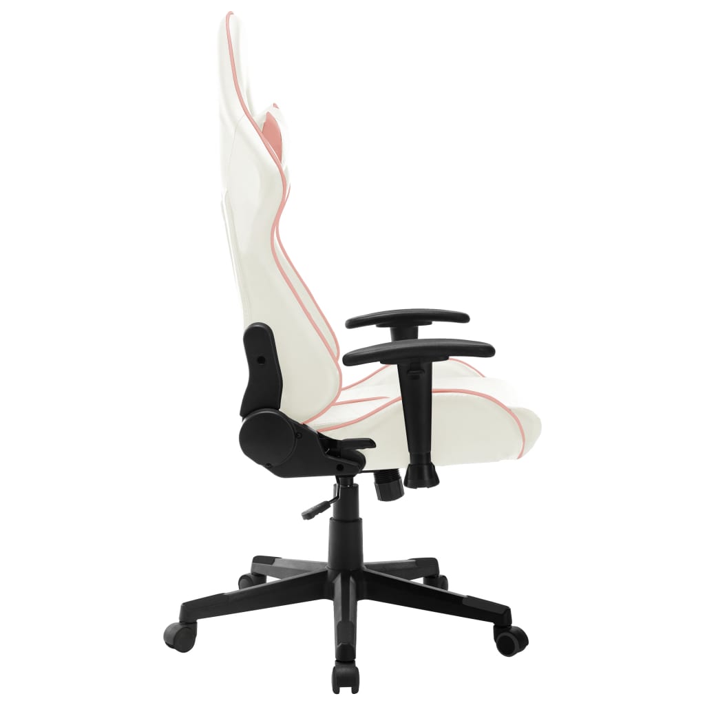 Silla de gaming de cuero sintético blanco y rosa vidaXL