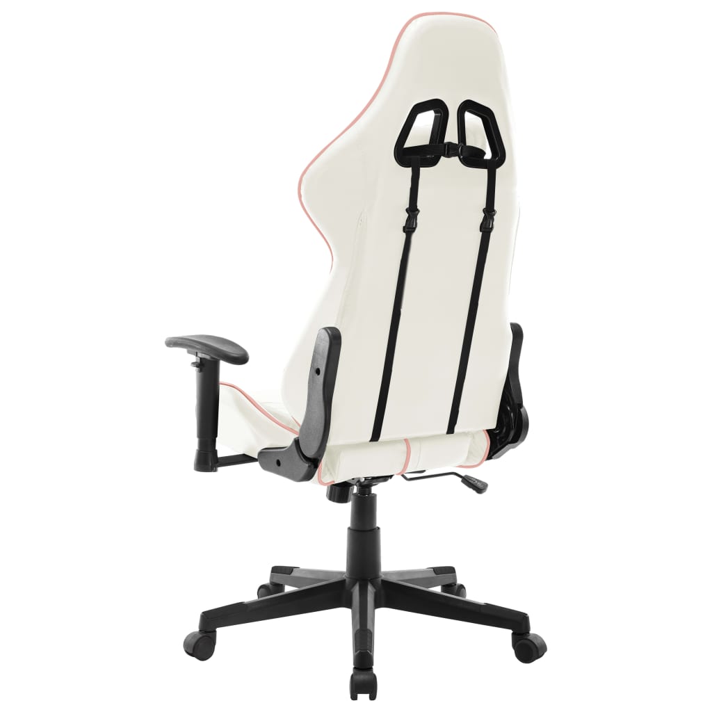 Silla de gaming de cuero sintético blanco y rosa vidaXL