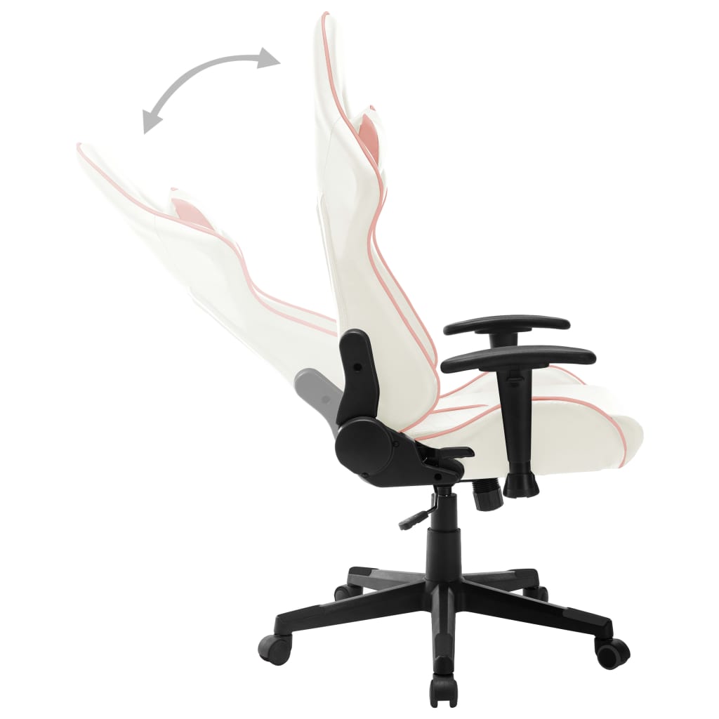 Silla de gaming de cuero sintético blanco y rosa vidaXL