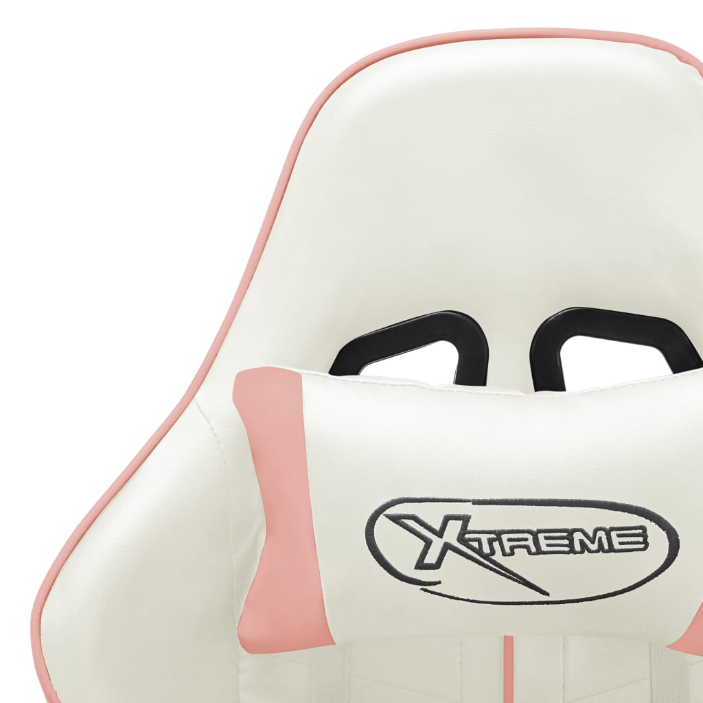 Silla de gaming de cuero sintético blanco y rosa vidaXL