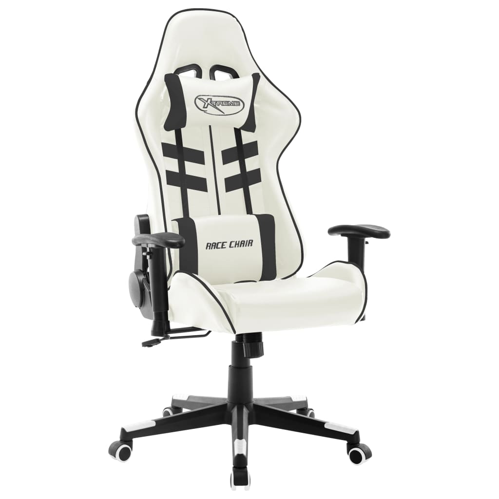 Vetonek Silla de gaming de cuero sintético blanco y negro