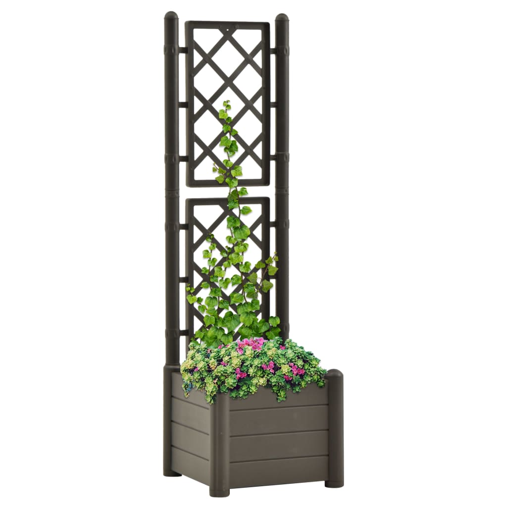 Vetonek Jardinera con enrejado PP gris antracita 43x43x142 cm 