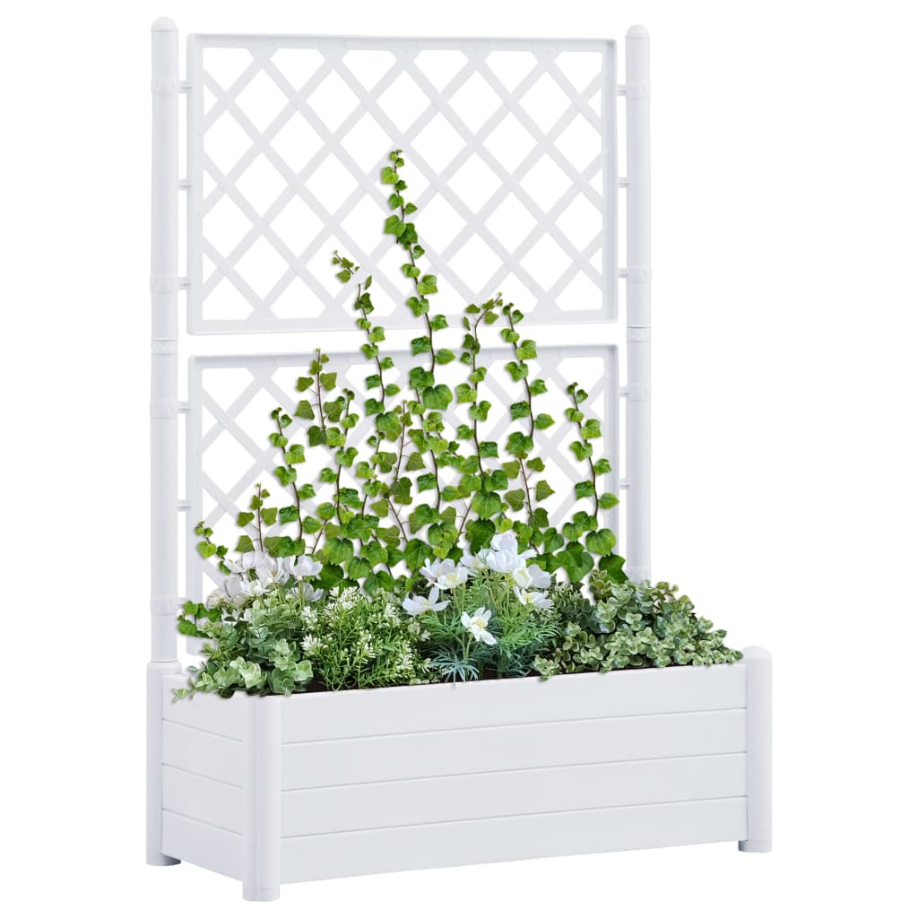 Vetonek Jardinera con enrejado PP blanca 100x43x142 cm 