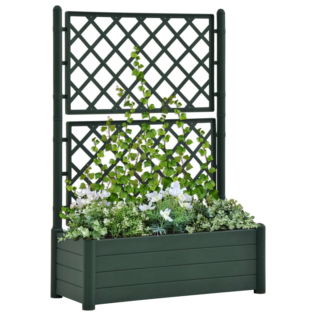 Vetonek Jardinera con enrejado PP verde 100x43x142 cm 