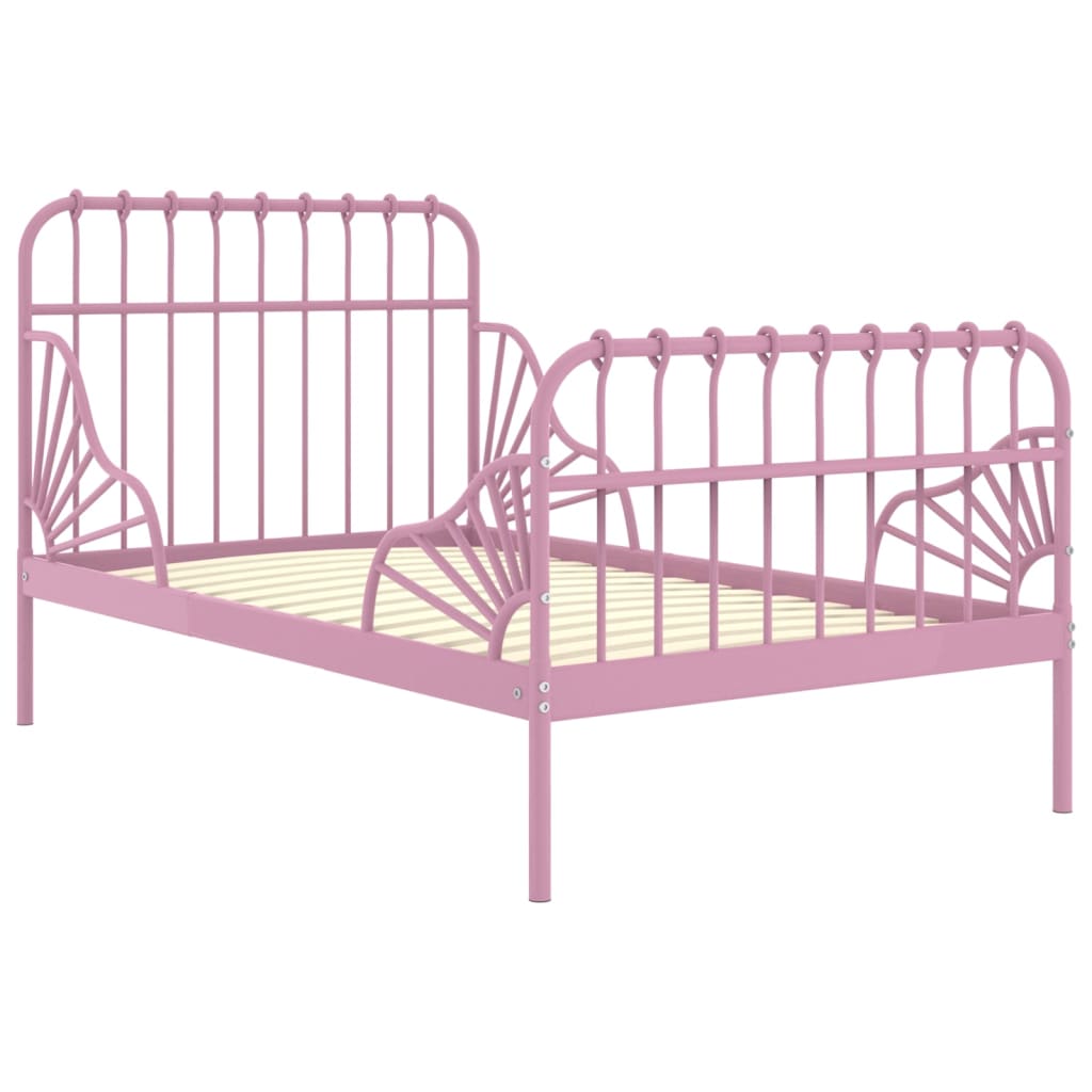 Estructura cama extensible sin colchón metal rosa 80x130/200 cm vidaXL