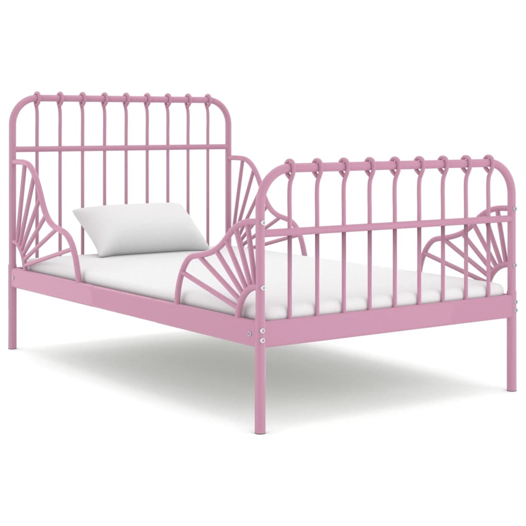 Vetonek Estructura cama extensible sin colchón metal rosa 80x130/200 cm