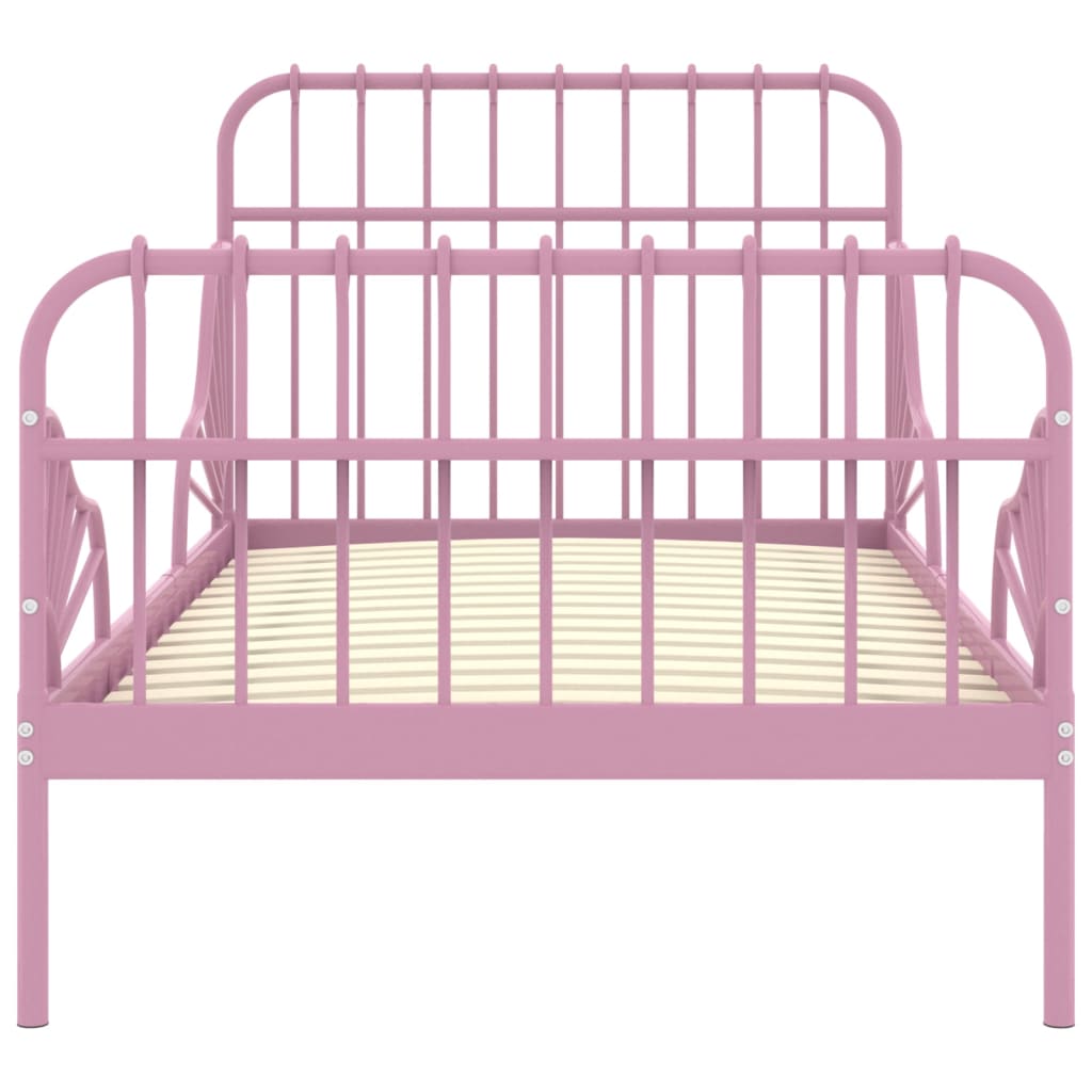 Estructura cama extensible sin colchón metal rosa 80x130/200 cm vidaXL